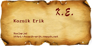 Kozsik Erik névjegykártya